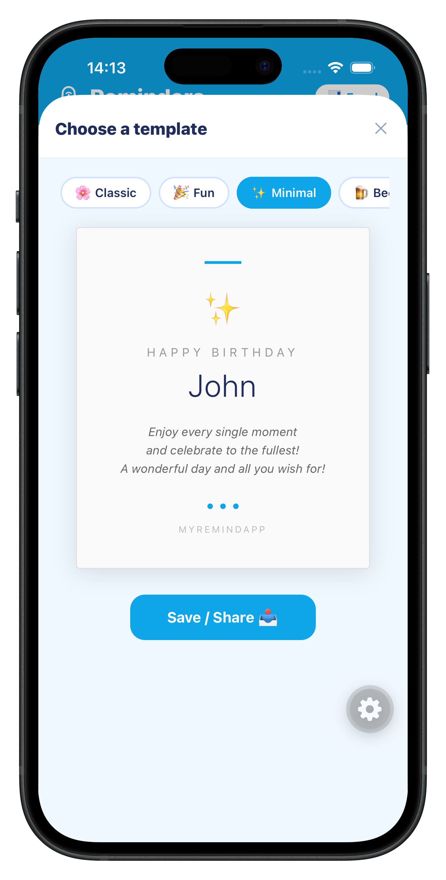 Birthday card generator with templates